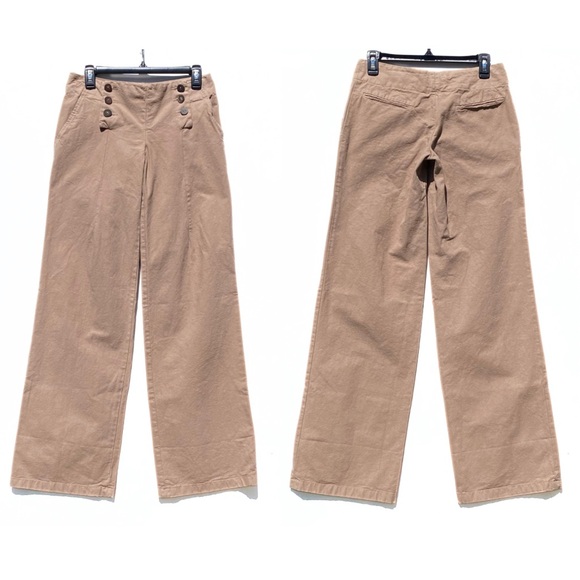 MARNI Made in Italy Women’s Sailor Pant Wide Leg Button Closure Khaki Size 40 - Picture 2 of 10